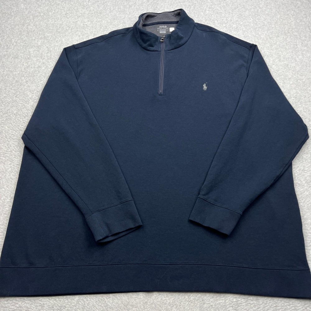 Polo Ralph Lauren Luxury Jersey Quarter-Zip Pullover Mens 4XB Navy Pony Logo Top